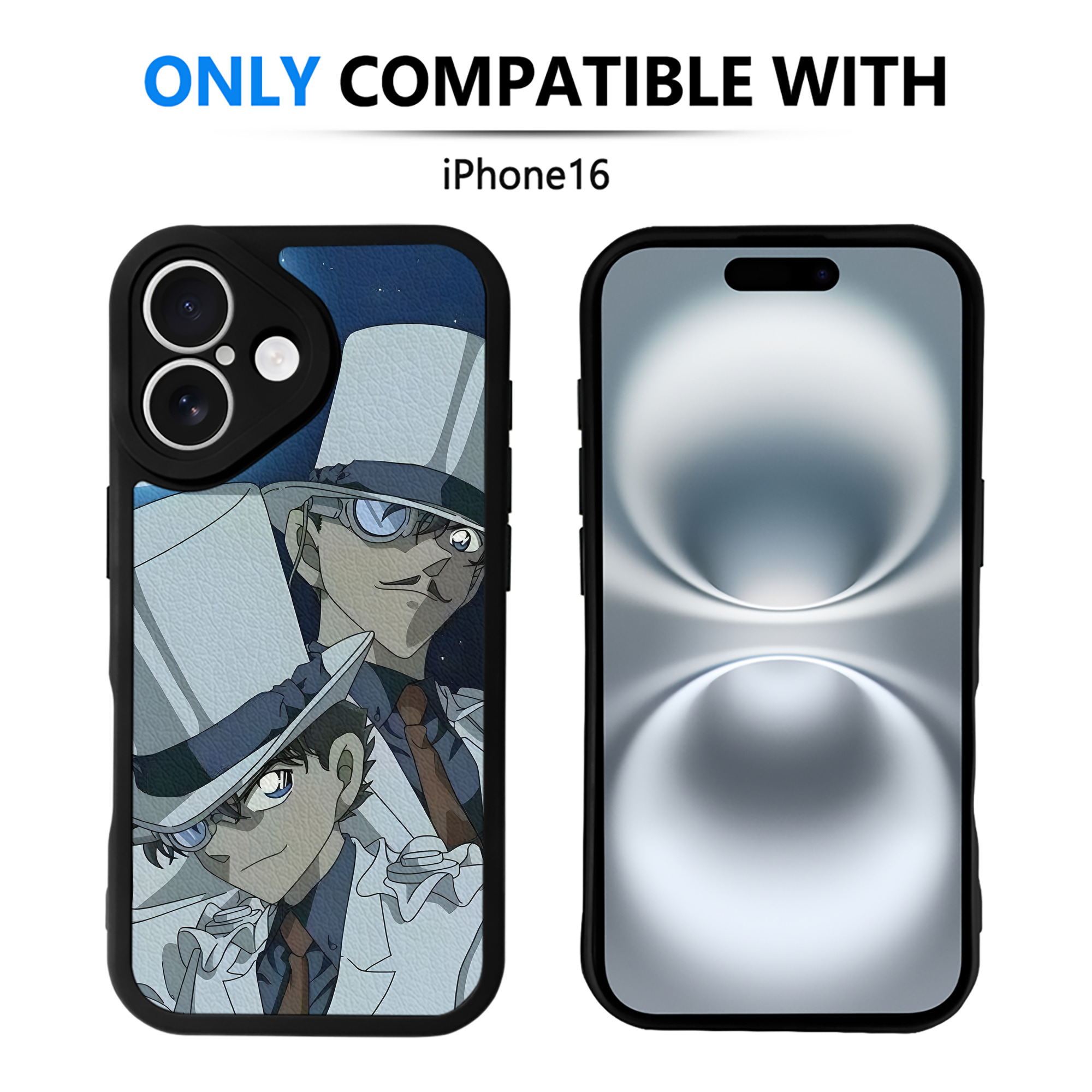 （画像用） 名探偵コナン Detective Conan 【iPhone 16シリーズ対応】シリコンスマホケース（レザー調） 材質：シリコン